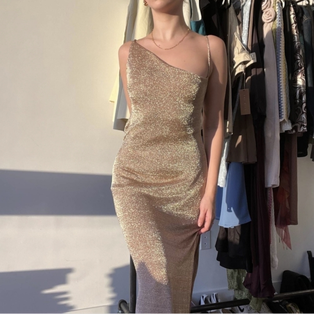 THIRD FORM Heavy Metal Knit Midi Dress - Women's 4 Pink Golden 6